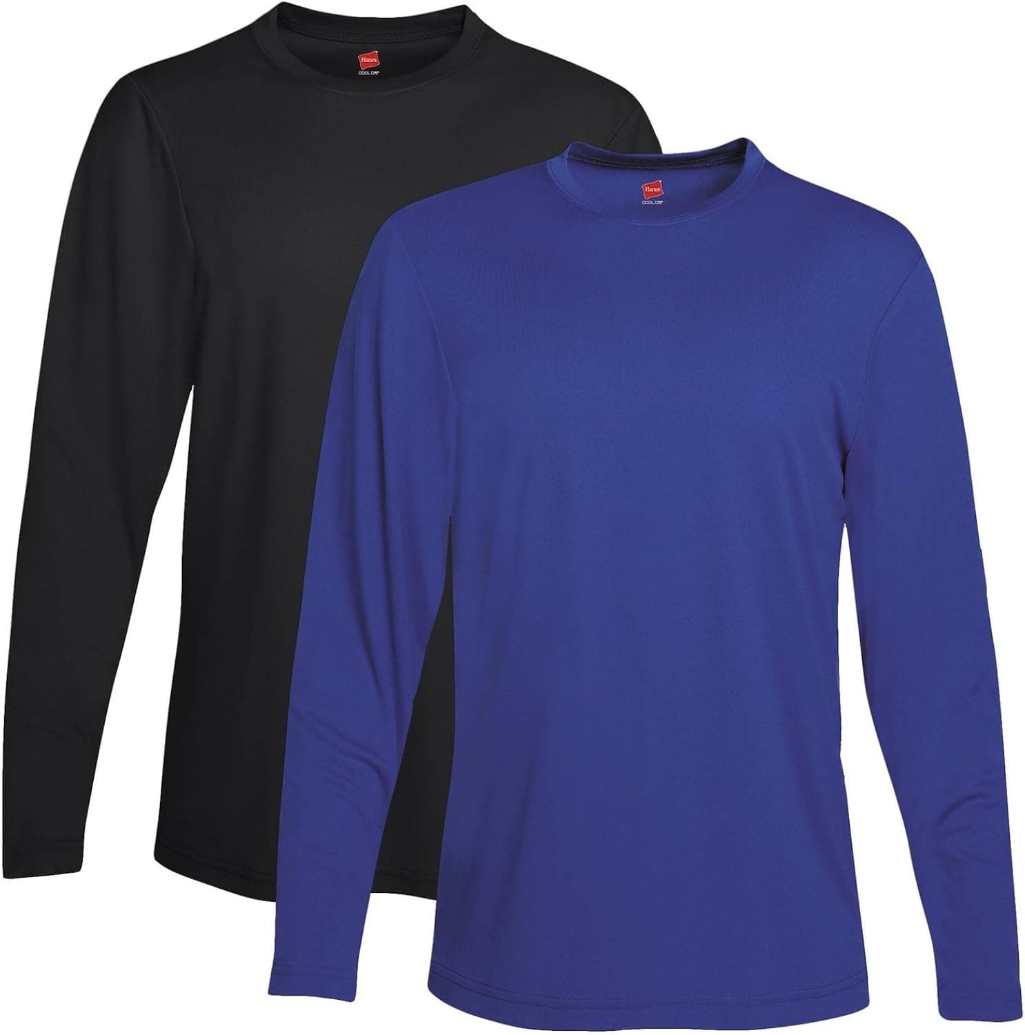 Hanes mens Cool DRI Performance Long-Sleeve T-Shirt(482L)-Black/Deep Royal-M