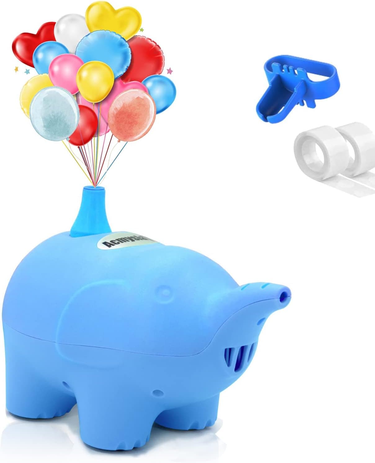 Balloon Pump Electric, Balloon Pump Kit 600W 110V Inflator Air Blower Cute Cartoon Elephant Portable Balloon Air Pump with Tying Tool Dot Glue for Party Wedding Christmas Ceremony Decoration