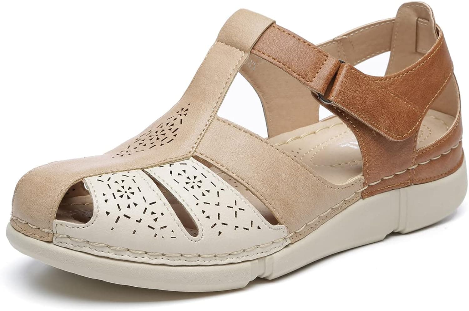 Bernal Closed Toe Wedges Sandals for Women Casual Summer Vintage Flat Sandals Outdoor Beach Sandals