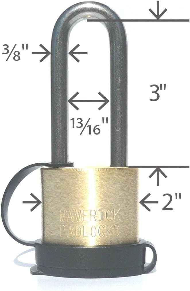 Brass Padlock, 2" Wide Stainless Steel Long Shackle