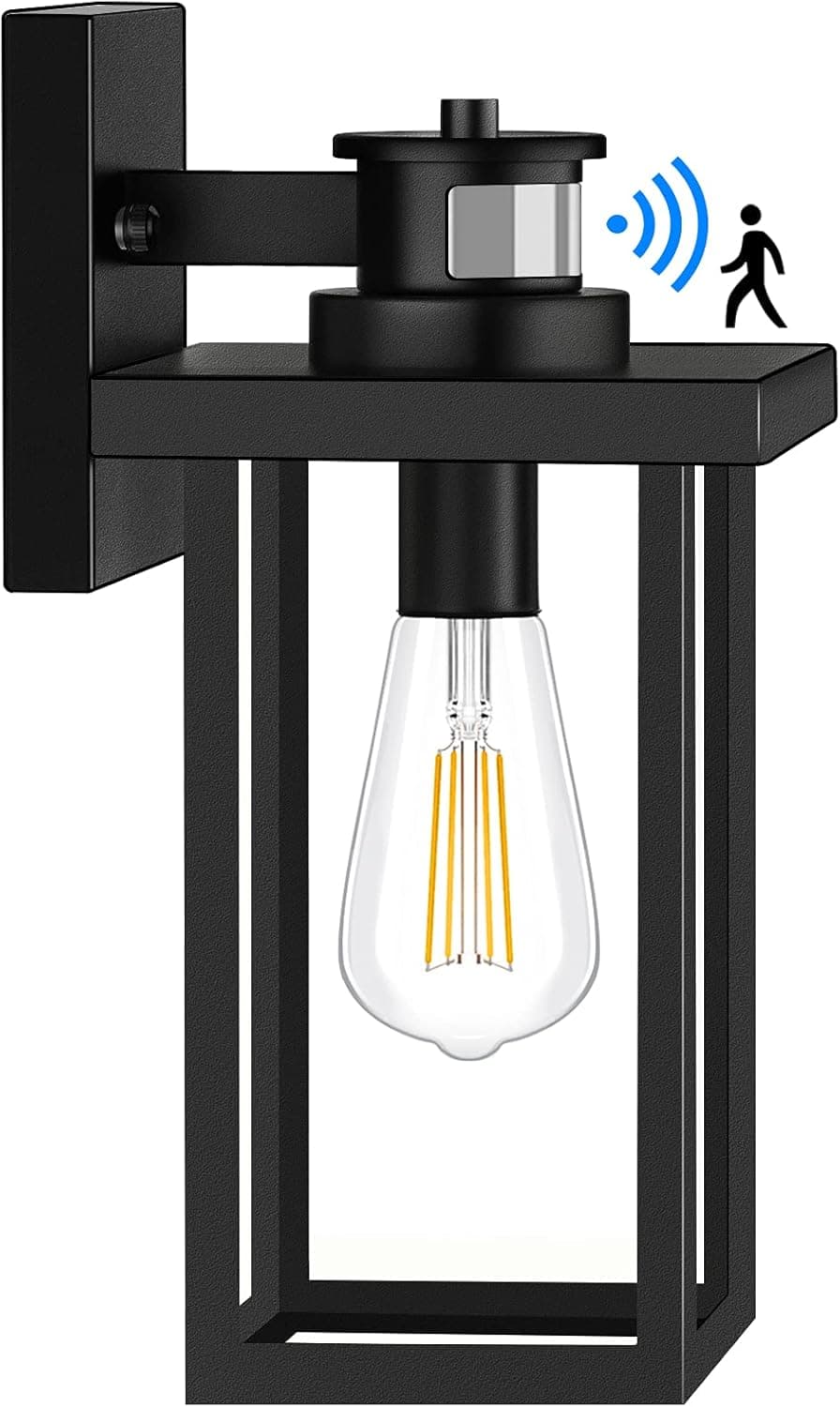 Motion Sensor Outdoor Wall Lights, Dusk to Dawn Exterior Light Fixtures Wall Mount, Front Porch Light with Matte Black Finish, Anti Rust Wall Lamp Wall Lantern, Wall Sconce Lighting for Garage, House