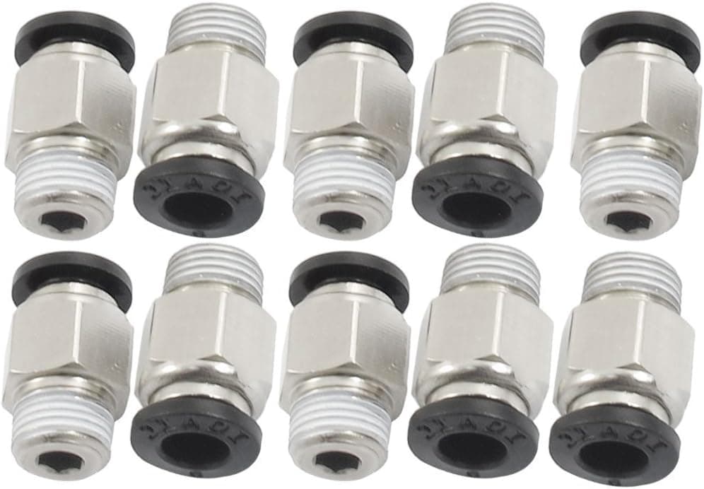 10Pcs 1/8" PT Male Push In Joint Pneumatic Connector Quick Fittings Thread Dia. 6mm for Industry Automatic