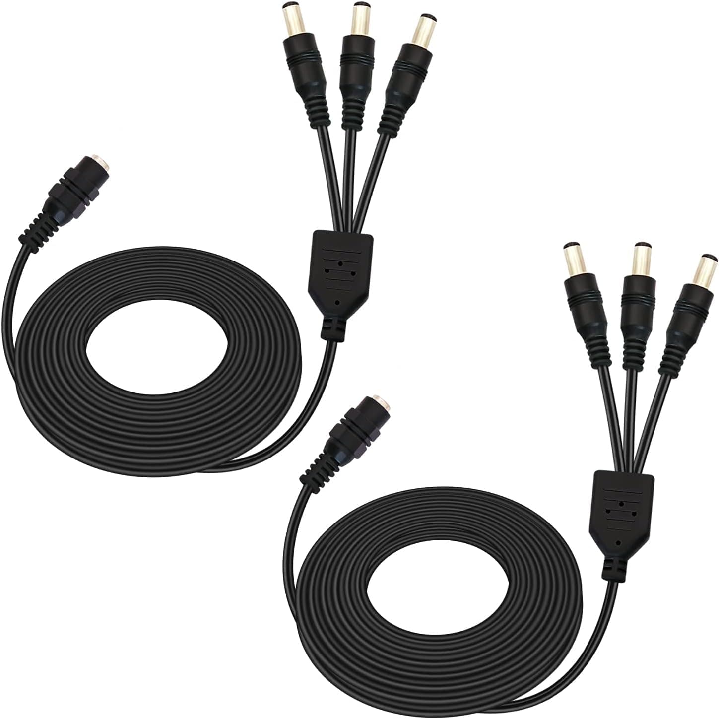 CenryKay 2.1mm DC Splitter Cable,2Pack 1 Female to 3 Male 2.1x5.5mm DC Power Extension Cable for for CCTV Cameras LED Light Strip