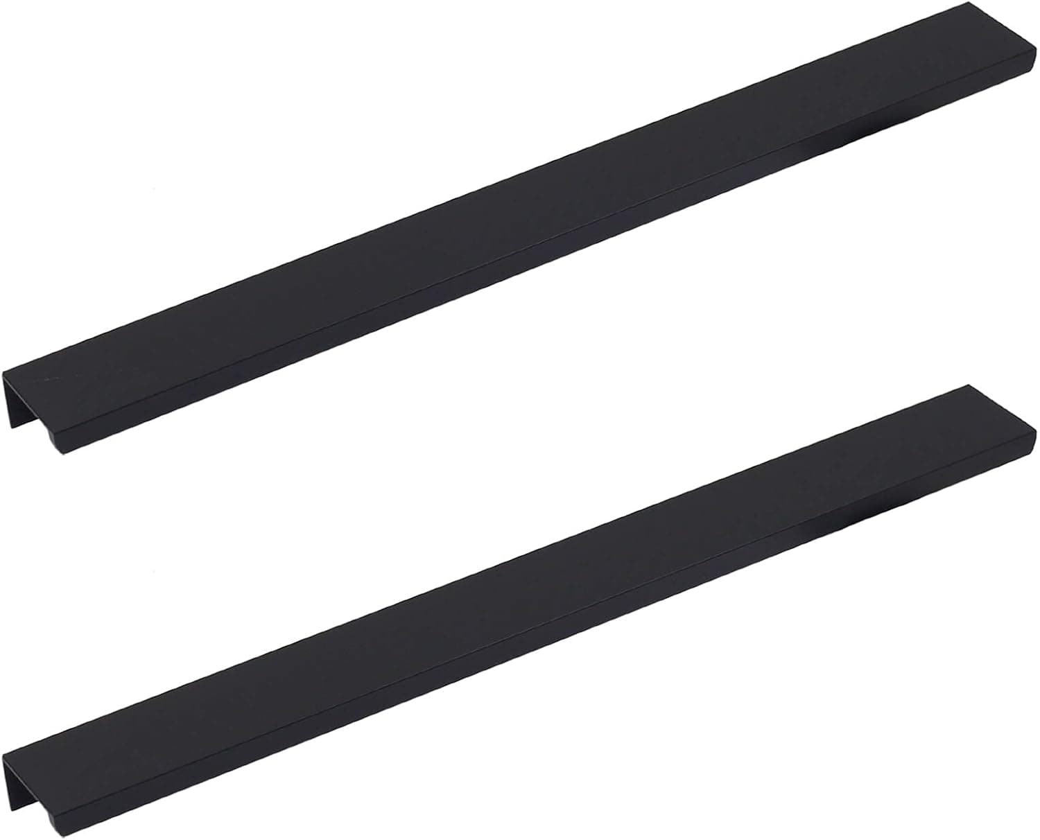 Yoohey 2PCS 300mm/11.8" Modern Style Finger Edge Pull Concealed Handle Hidden Cabinet Kitchen Drawer Handles with Screws (Black)