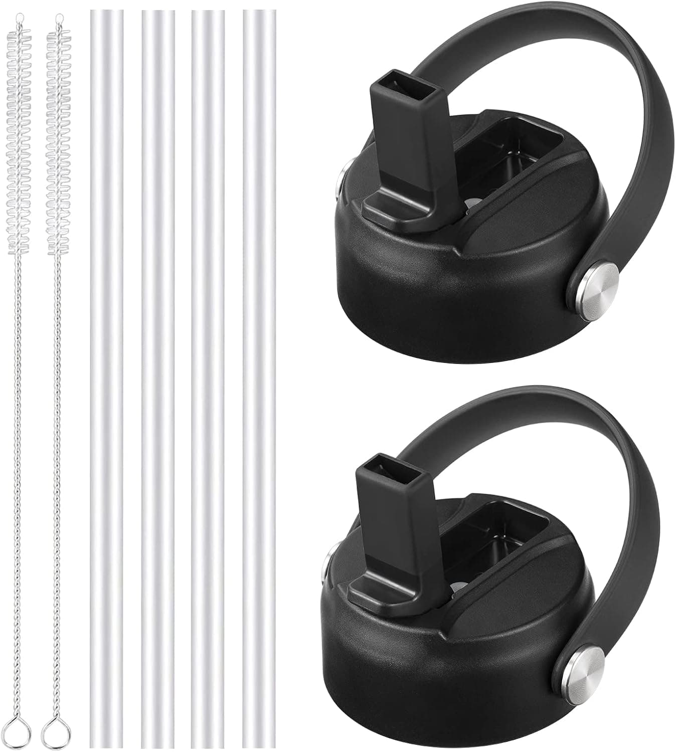 RRegeny Straw Lid for Hydro Flask Wide Mouth 32 40 oz, Straw Lids with Flexible Handle and Straws Compatible with HydroFlask, Replacement Sports Flex Cap Wide Mouth Top 32 40 oz