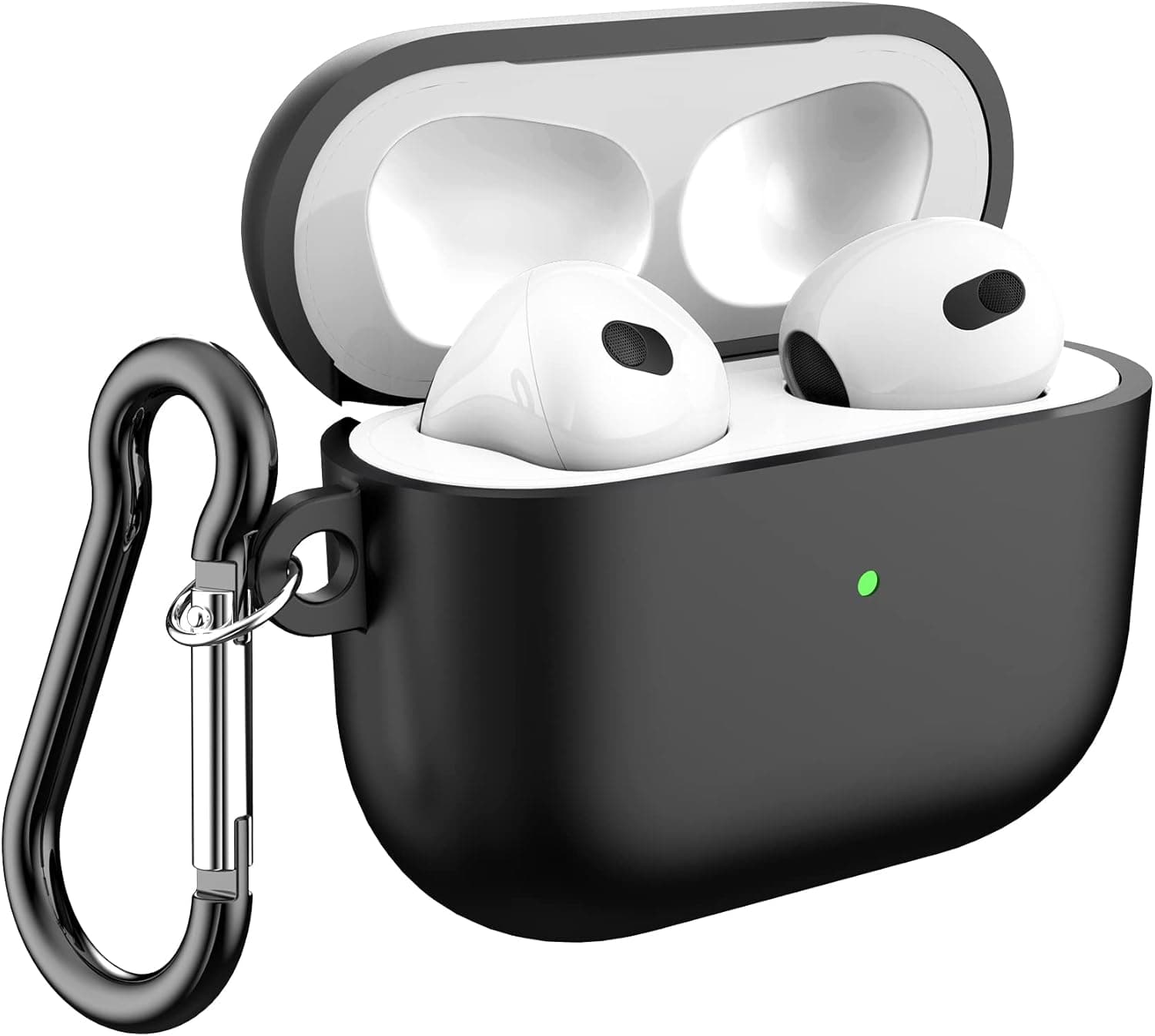 AirPods 3 Case Silicone Cover- AirPods 3rd Generation Case (2021), Shock-Absorbing Protective Case with Keychain, Skin Friendly, Ninleri Apple Accessories for Women Men Girl- Matt Black
