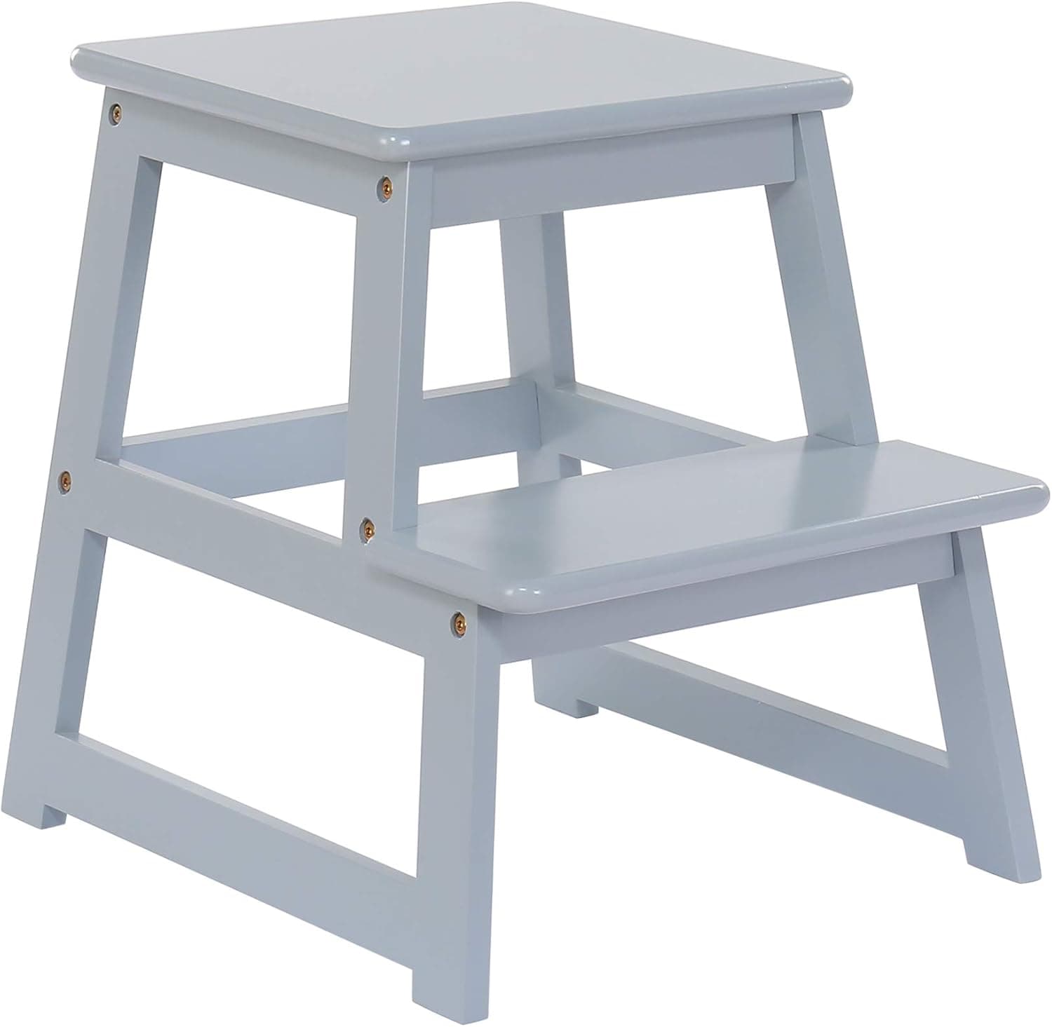 SDADI Kids Solid Wood Step Stool with Non-Slip Stickers 300-Pound Capacity, Grey