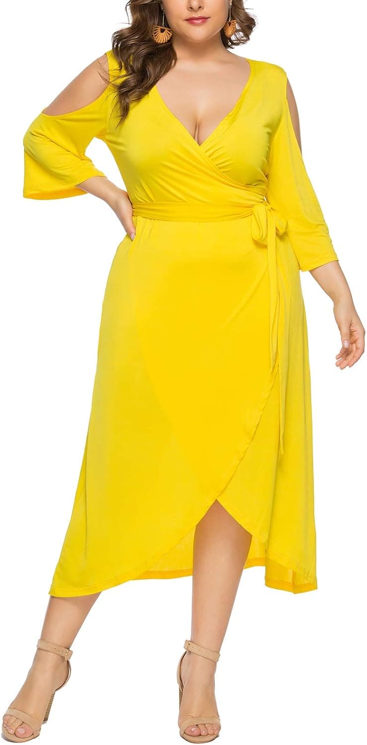 Eternatastic Womens Leopard Printed Wrap Dress Plus Size Short Sleeve Dresses