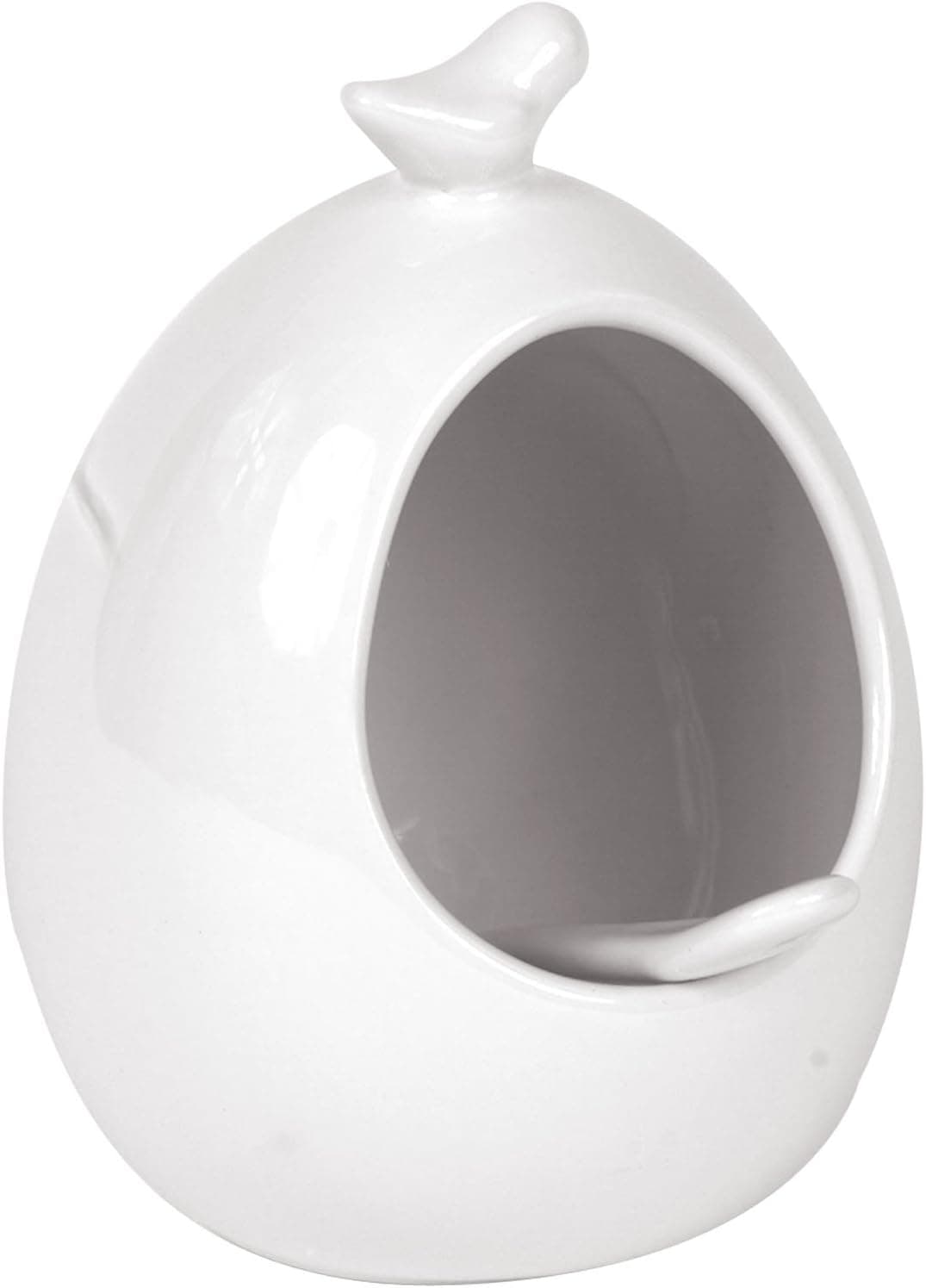 Creative Co-Op Stoneware Salt Cellar with Spoon, 5.25-Inch, White