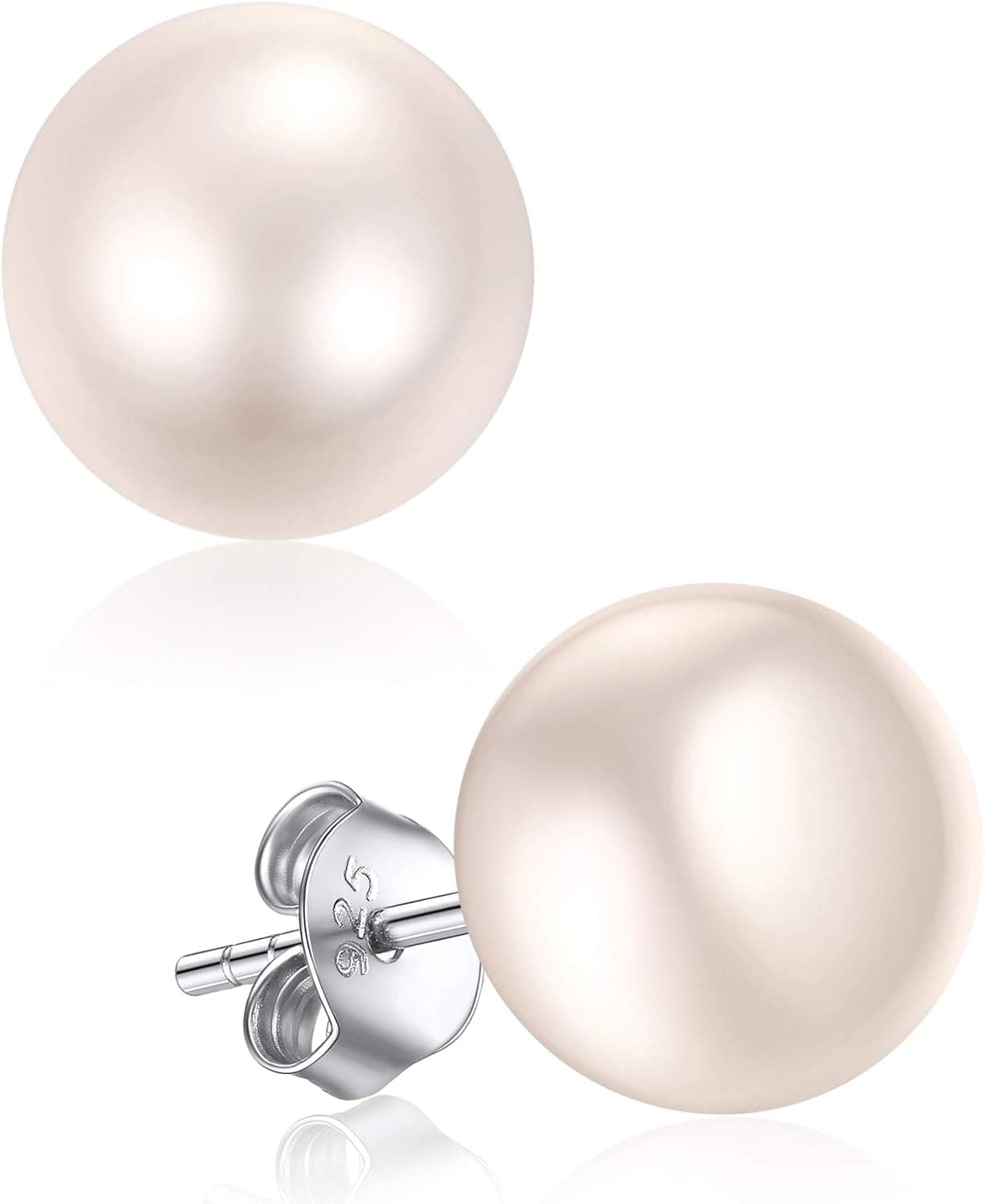 ChicSilver 4-12mm Handpicked White Freshwater Cultured Pearl Earrings Sterling Silver Studs for Women Girls Sensitive Ear (with Gift Box)