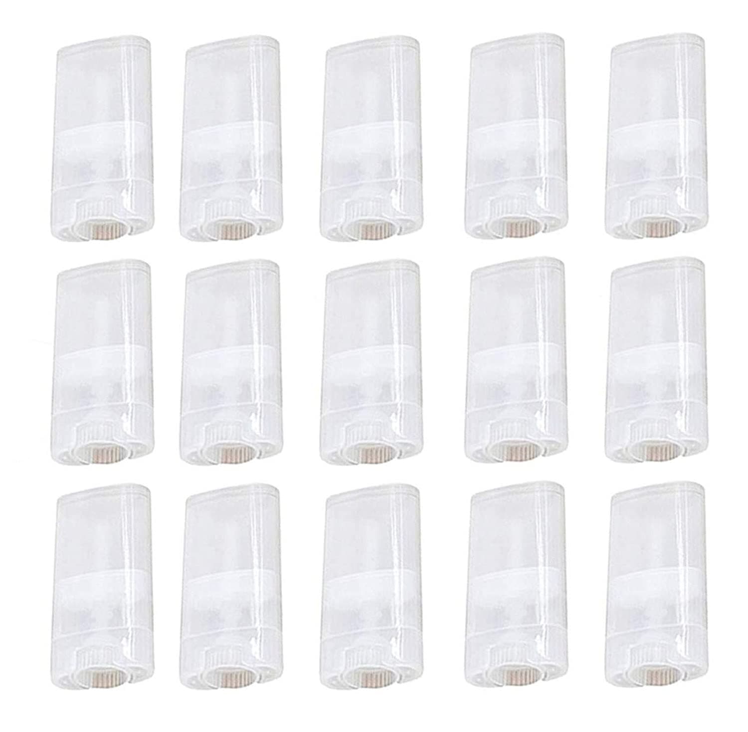 Healthcom 15ml Clear Empty Plastic Deodorant Containers 0.5 Oz New Empty Oval Lip Balm Tubes Plastic Oval Deodorant Containers for Lipstick Crayon Chapstick DIY Make Your Own Deodorant Cream Lotion Bar,15 Pack