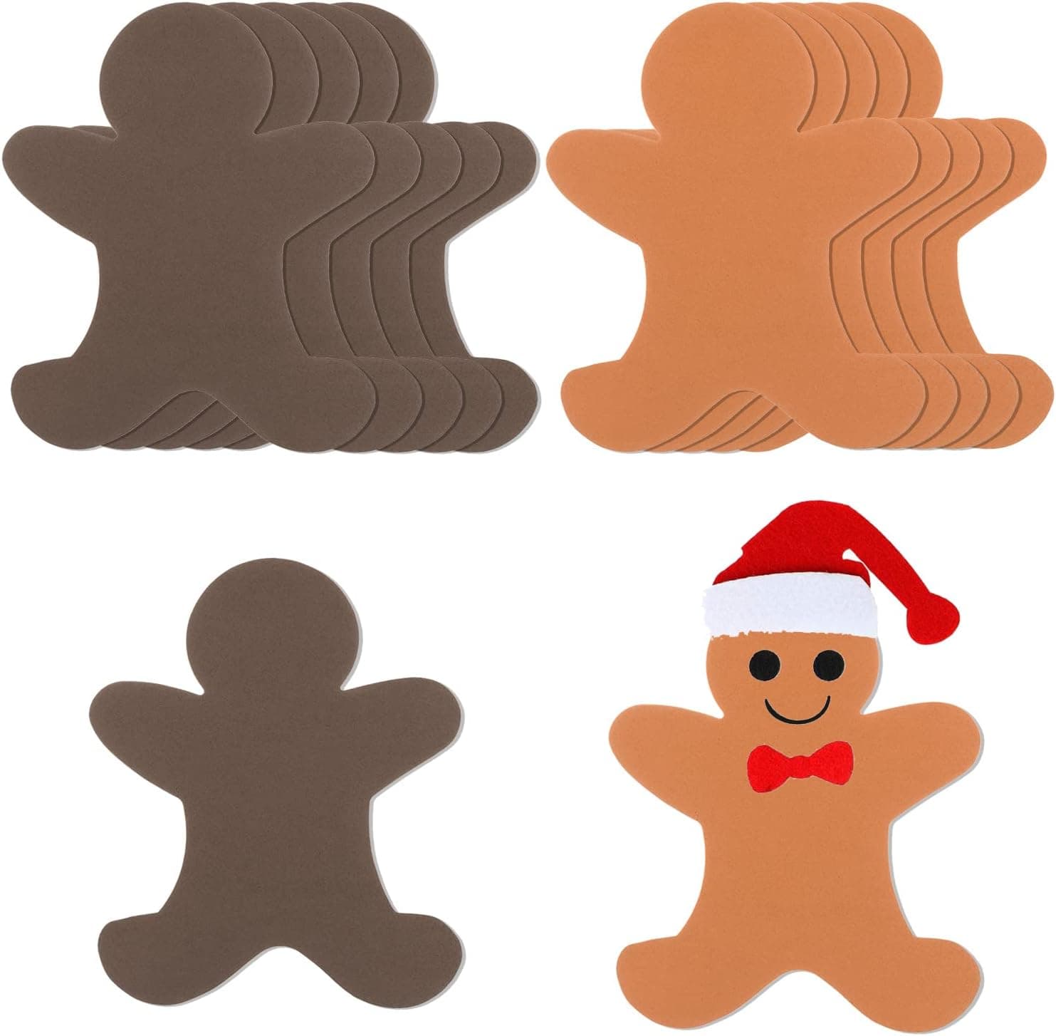 24 Pack Christmas Gingerbread Man Cutouts 6'' Foam Gingerbread Man Shapes Gingerbread Man Die cuts Winter Cutouts Craft Kit for Winter Celebrations Décor Christmas Party Kids Classroom Craft Projects