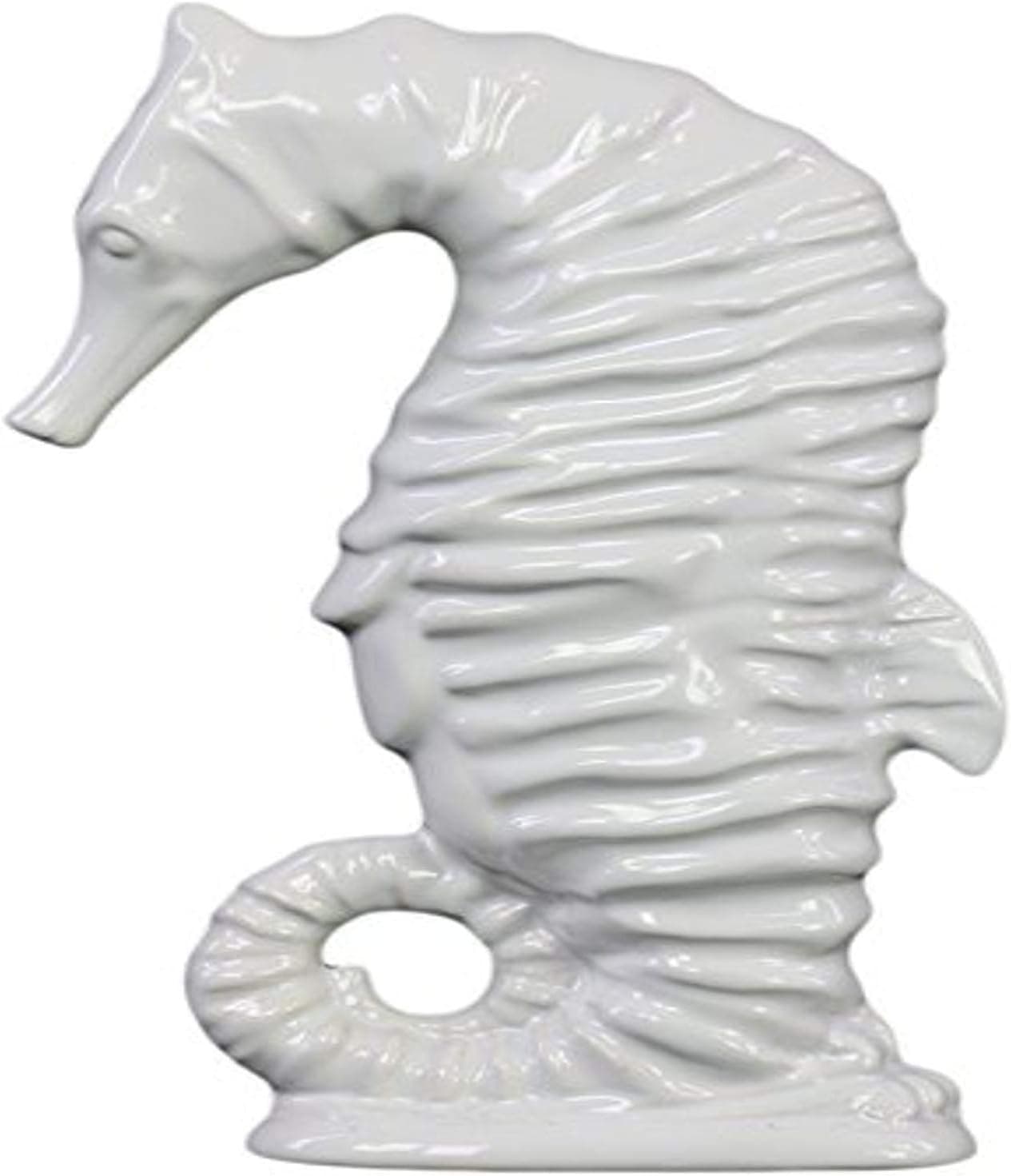 Urban Trends Ceramic Seahorse Figurine on Base, Gloss White