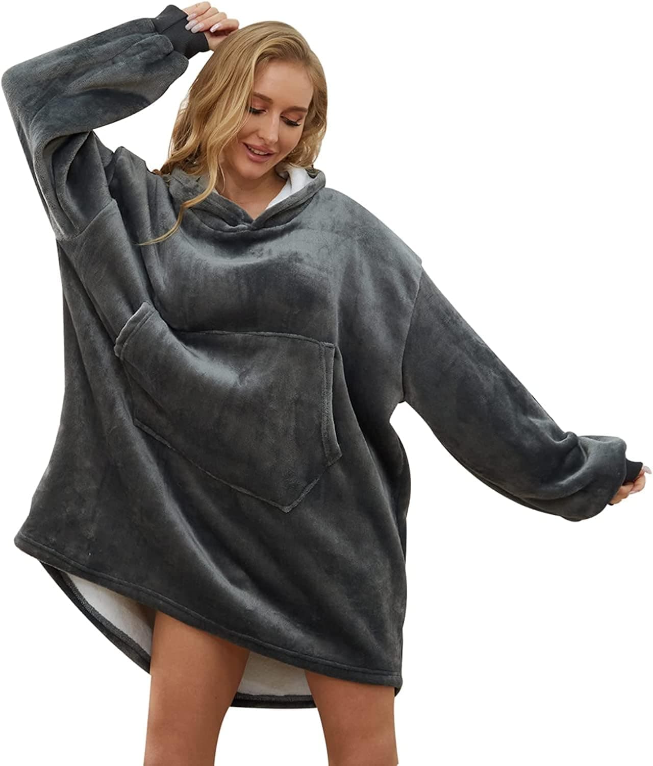 rericonq Blanket Hoodie, Oversize Hoodie Blanket Wearable For Women Man Teens,Warm Fleece Sweatshirt With Giant Pocket Thick Flannel Blanket Hooded