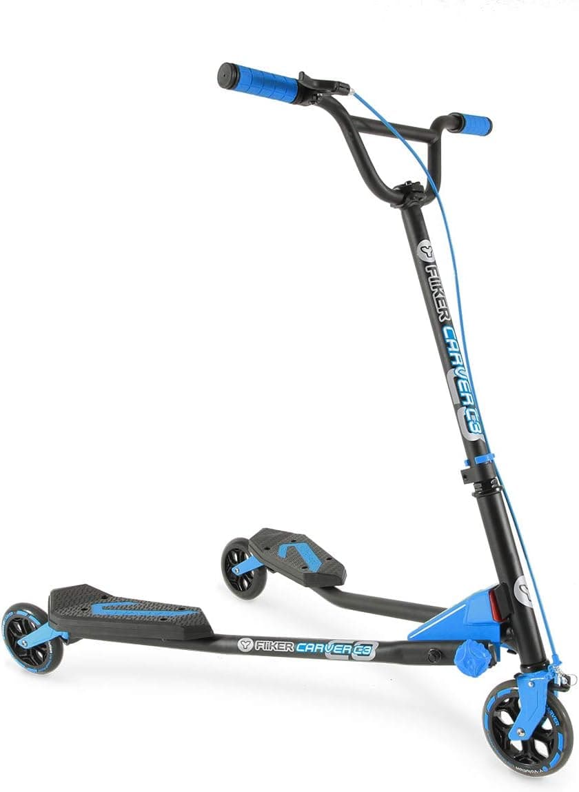 Yvolution Swing Scooter for Kids, Y Fliker Pro 3 Wheels Wiggle Scooter Foldable Push Drifting with 2-Level Adjustable Handle for Boys and Girls Age 7+ Years Old