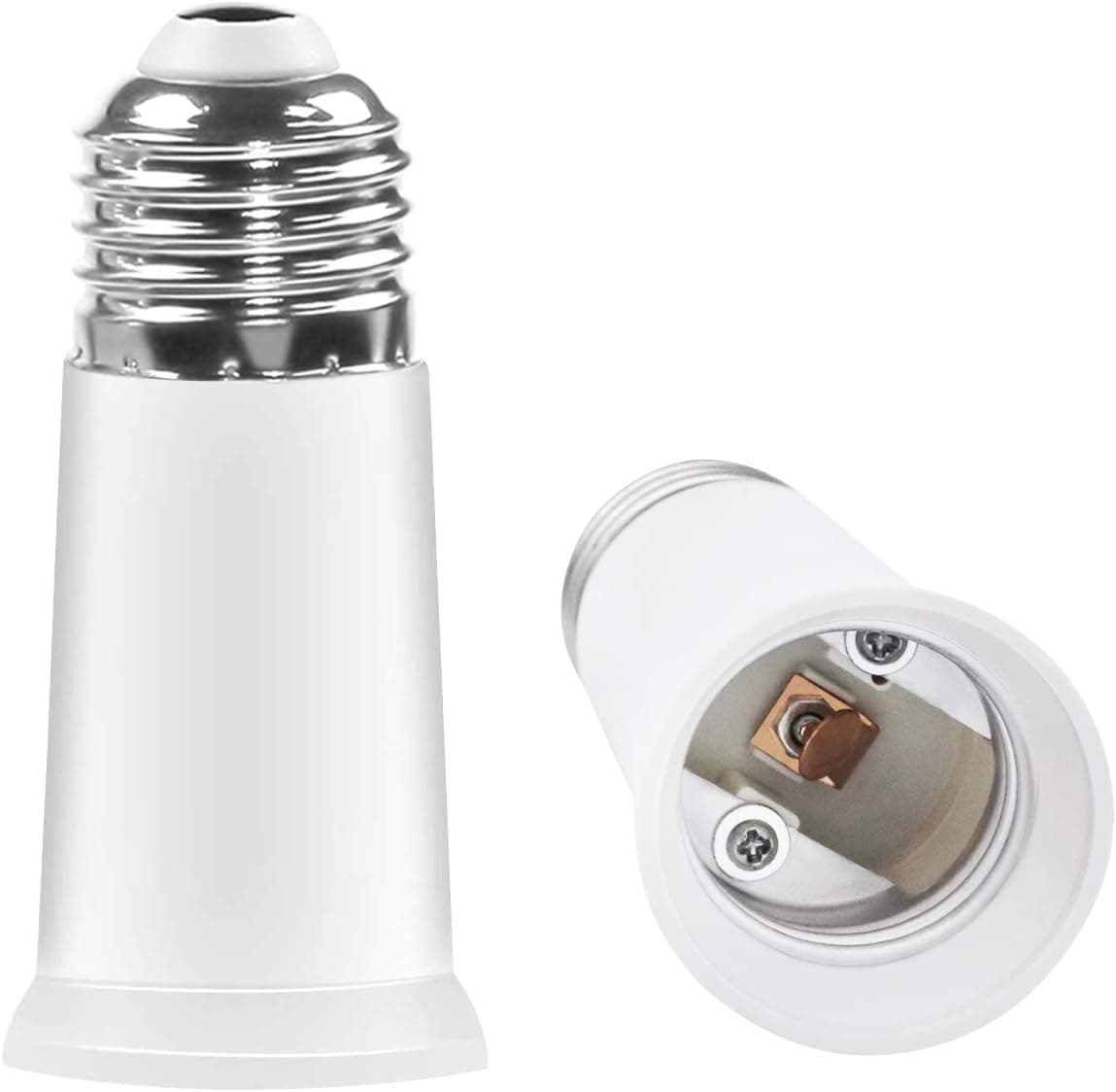 CliCli E26 Base Light Bulb Socket Extender (Extension: 5 CM/1.97 Inch), 2-Pack E26 to E26 Standard Medium Screw Base Lamp Socket Adapter, Max 200W and 165℃ Heat-Resistant E26 Extension Adapter