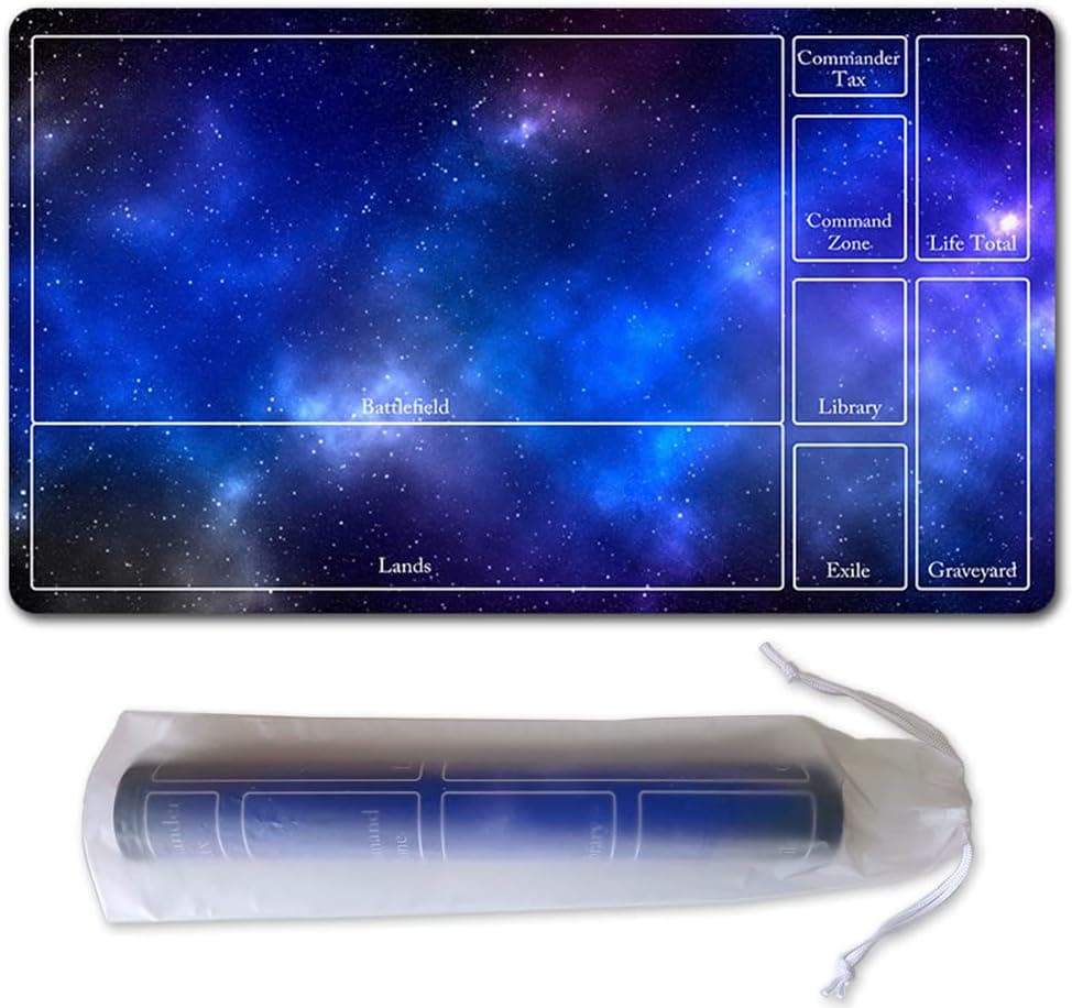 Starry Sky 14x24in MTG Playmat with MTG Zone Layout Compatible for EDH and Commander(sky3,Non-Stitched)