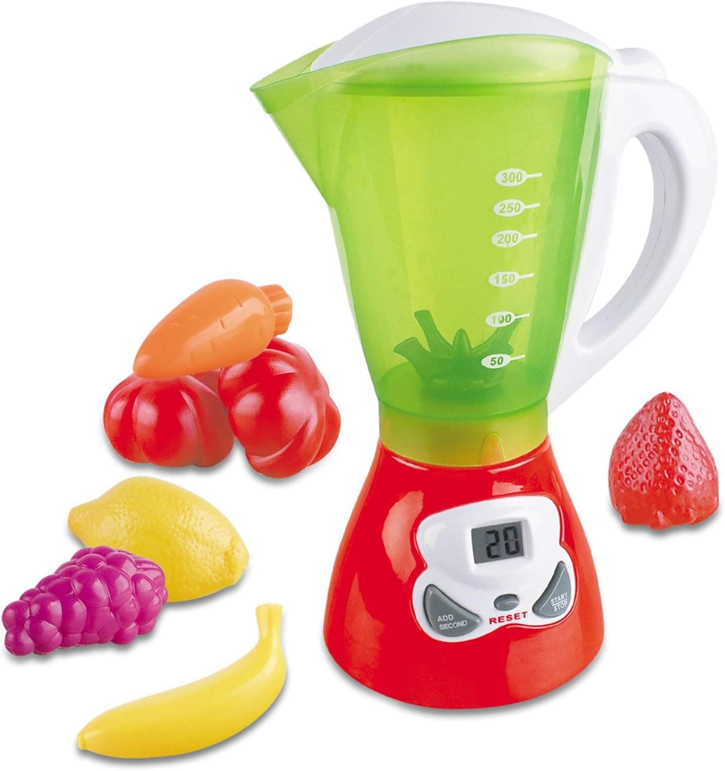 Junior Kids Smoothie Set - Electric Toy Juice Blenderwith Plastic Fruits, Lights and Sounds for Imaginative Play - Perfect Addition to Pretend Play Kitchen