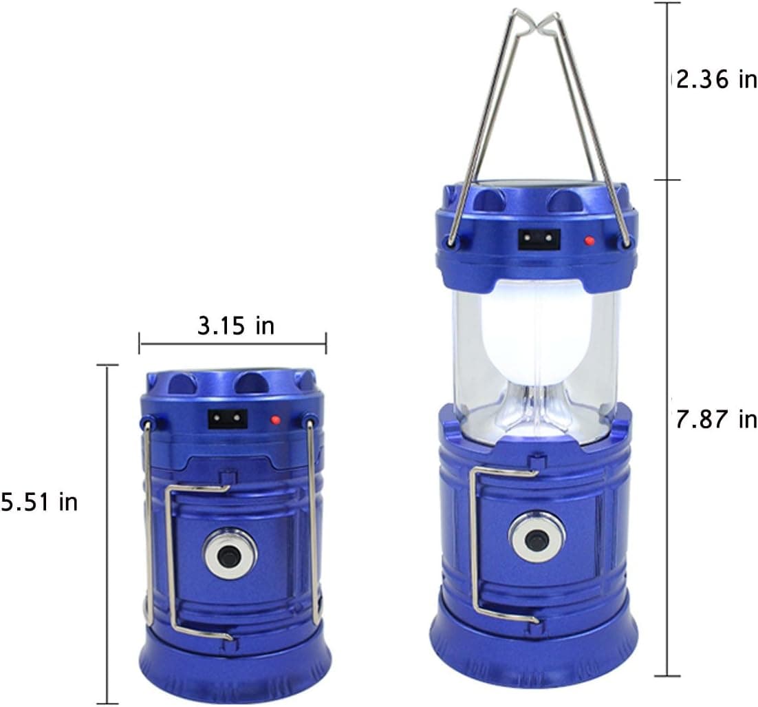 CMB 2-in-1 Rechargeable Camping Lantern Solar Flashlight Emergency Lantern with USB Power Bank (Blue)