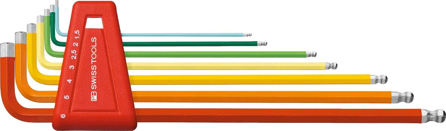 PB SWISS TOOLS PB 212.LH-6 RB Allen Key Set 100% Swiss Made 7-Piece Hex Key Set 1.5/2/2.5/3/4/5/6 mm
