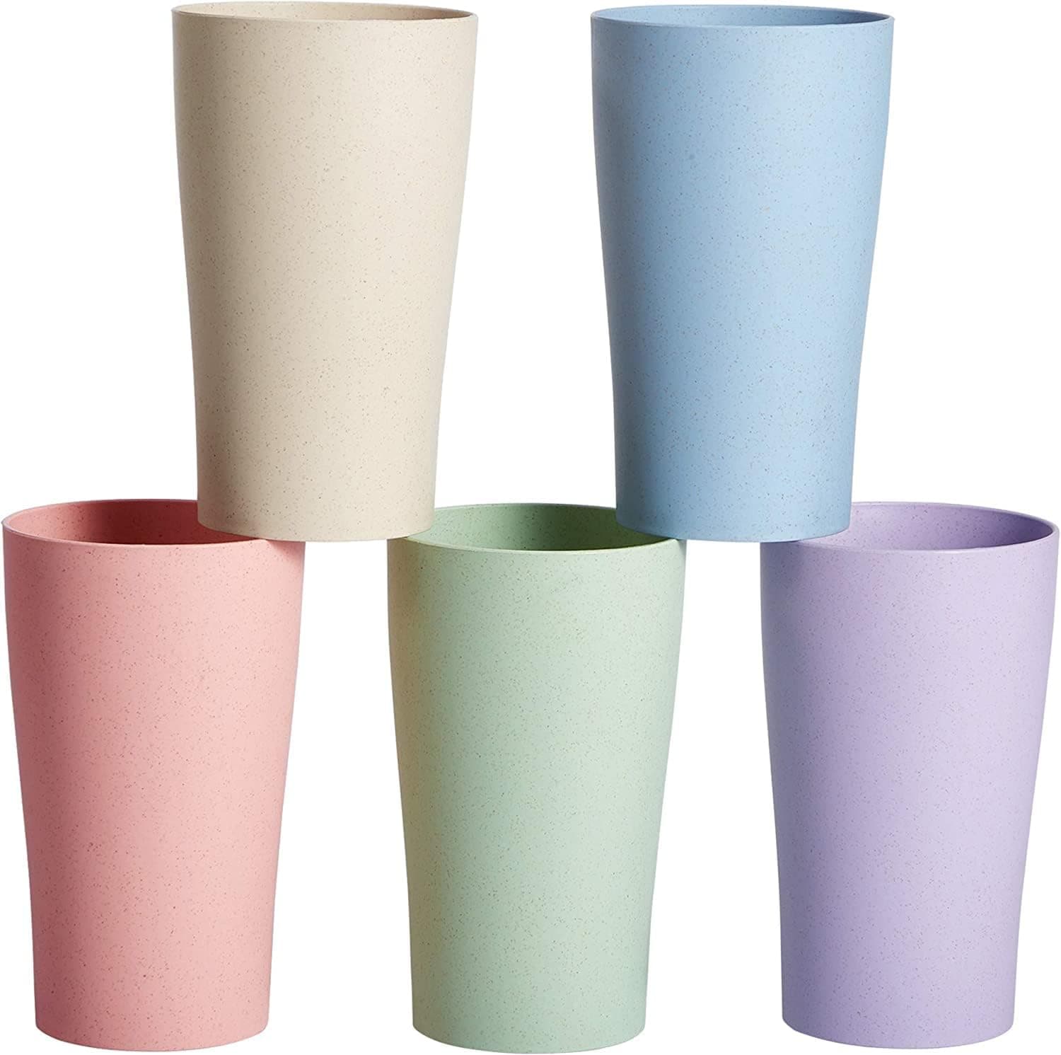 Lightweight Reusable Drinking Cups for Kitchen 12oz, Multi-purpose Eco-friendly Tumblers, Set of 5