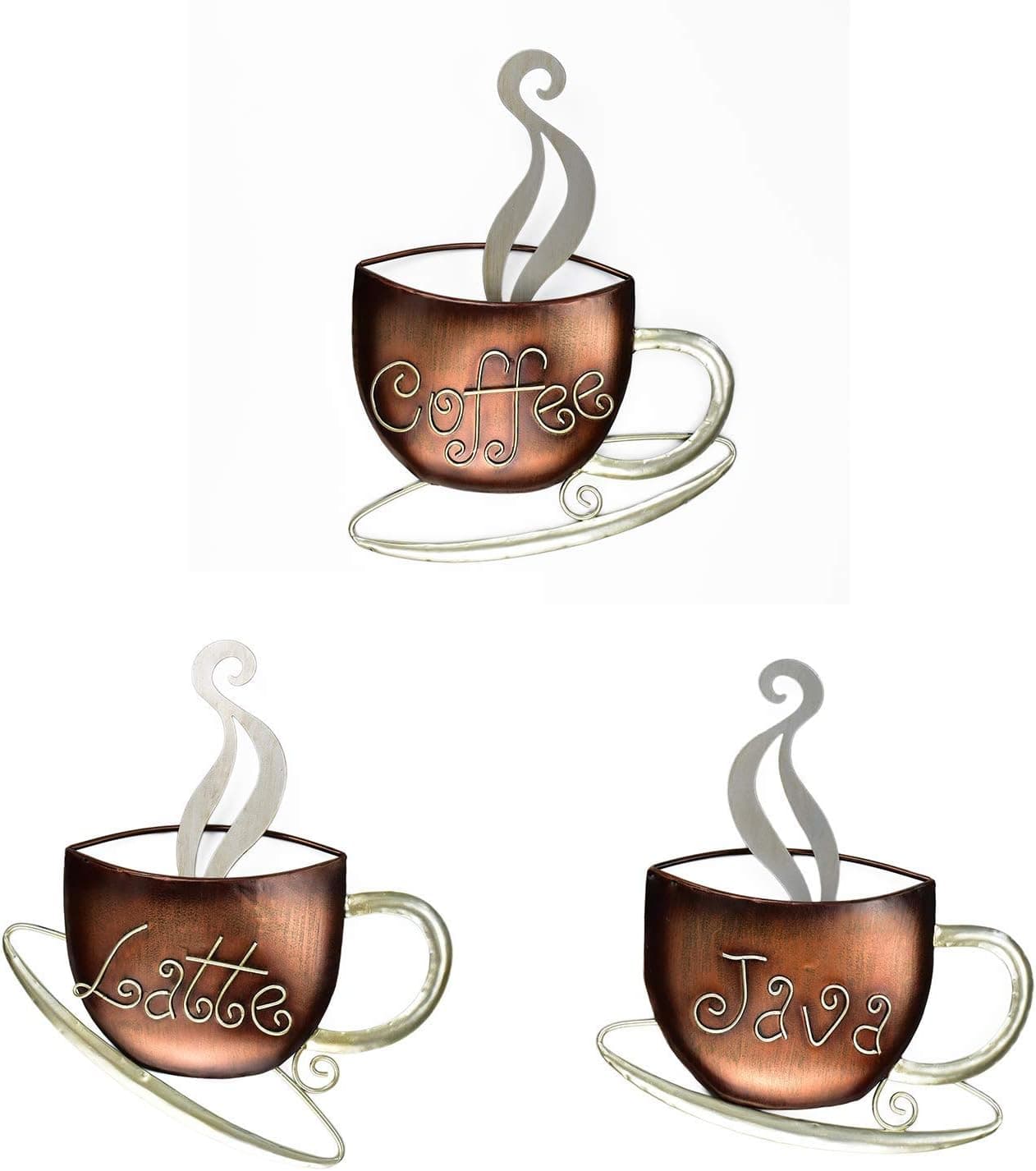 Aayla Set of 3 Coffee Latte JAVA Coffee Cup Wall Sculptures