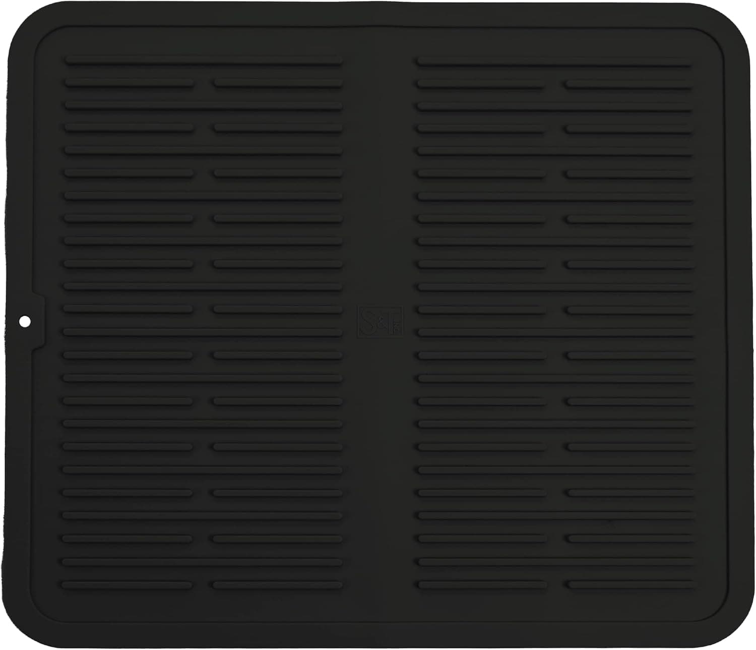 S&T INC. Silicone Mat for Kitchen Counter, Kitchen Drying Mat, Large Dish Drying Mat Silicone, Heavy Duty, Non-Slip, Dishwasher Safe and Heat Resistant, Black, 16 Inch x 18 Inch, 1 Pack