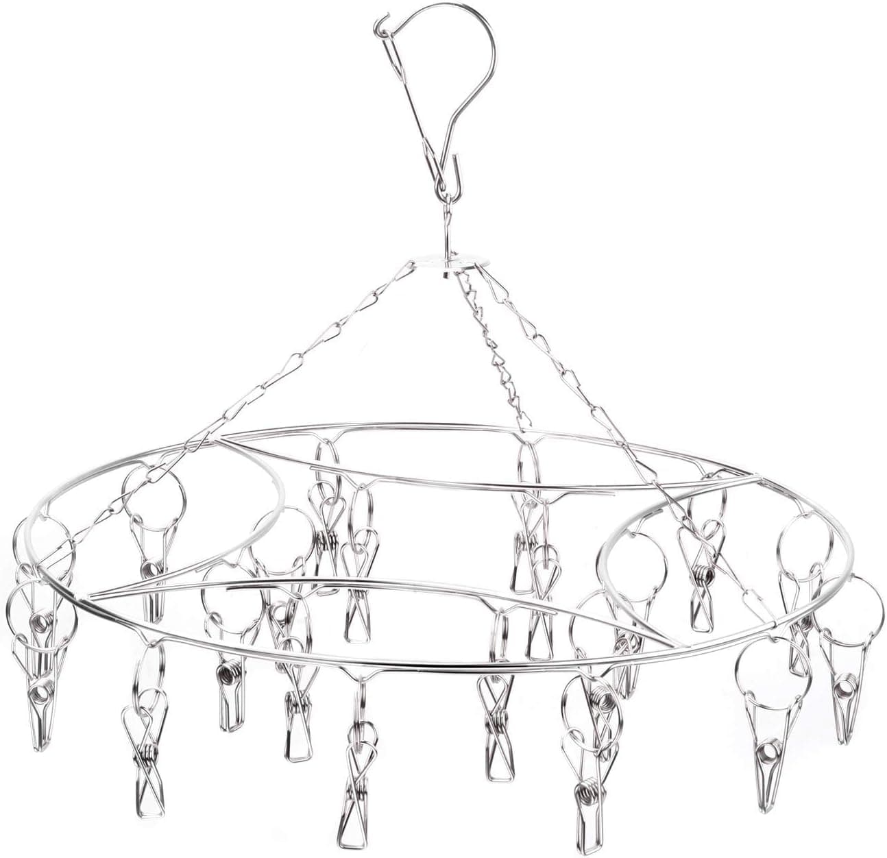 YuanKanJu Laundry Clothesline Hanging Rack for Drying Clothing Set of 20 Stainless Steel Clothespins Round