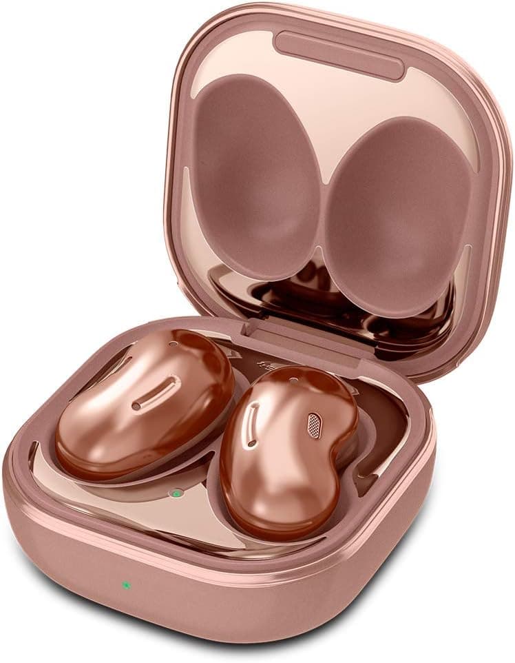 Spigen Shine Shield Designed for Designed for Galaxy Buds Live Dust Proof Sticker Dust Guard [Not Compatible with Galaxy Buds Pro] 2 Set - Bronze