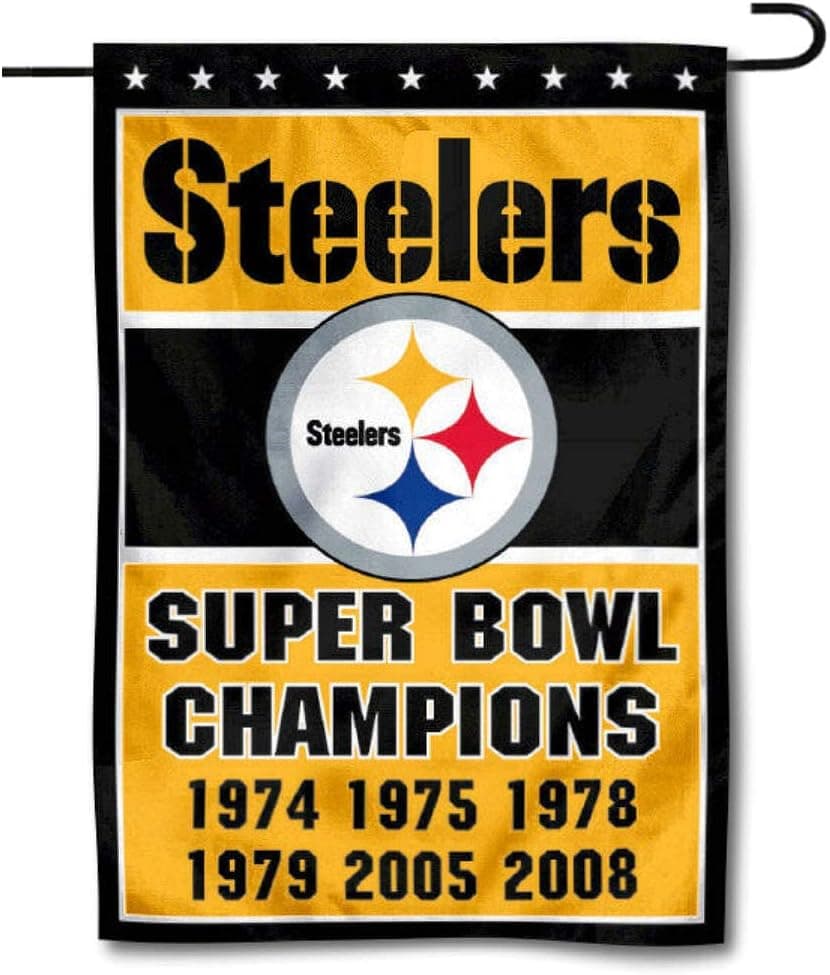 Steelers 6 Time Super Bowl Champions Double Sided Garden Flag