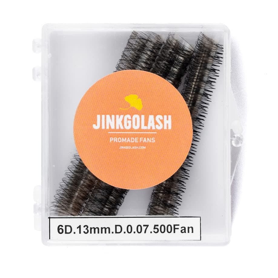 JINKGOLASH 500 Eyelash Extension Promade 4D to 16D Not Premade, Ultra Lash Fans 0.03/0.05/0.07mm Thickness, C D Curl Lashes, 8 - 16mm Length for Easy Volume Individual Eyelash Extensions Clusters DIY(6D-0.07-C (14mm))