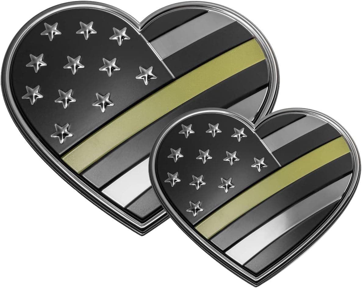 EyeCatcher USA Hero Heart Green Line Military Emblem Decal (Green Line) – 2 Pack