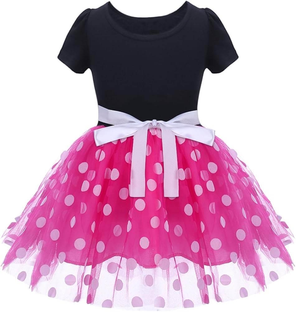 IBTOM CASTLE Baby Girls' Polka Dots Leotard Dresses Fancy Dance Costume Cosplay Tutu Dress up with Ears Headband