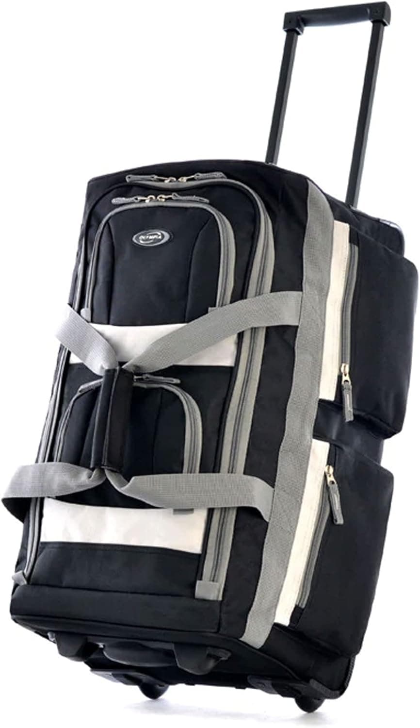 Olympia U.S.A. 8 Pocket Rolling Duffel Bag, Black, 22 inch