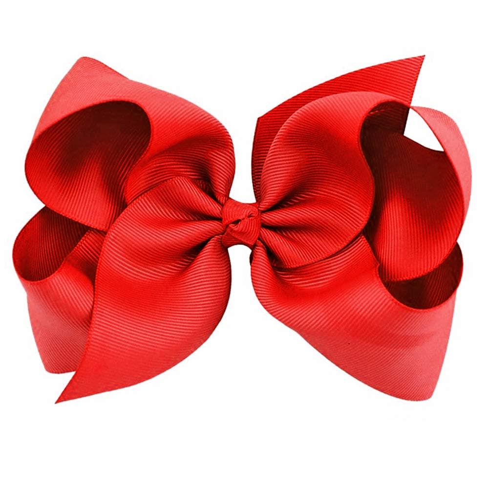 Red Grosgrain Bow Clip - Extra Large Bows with Alligator Clips by CoverYourHair