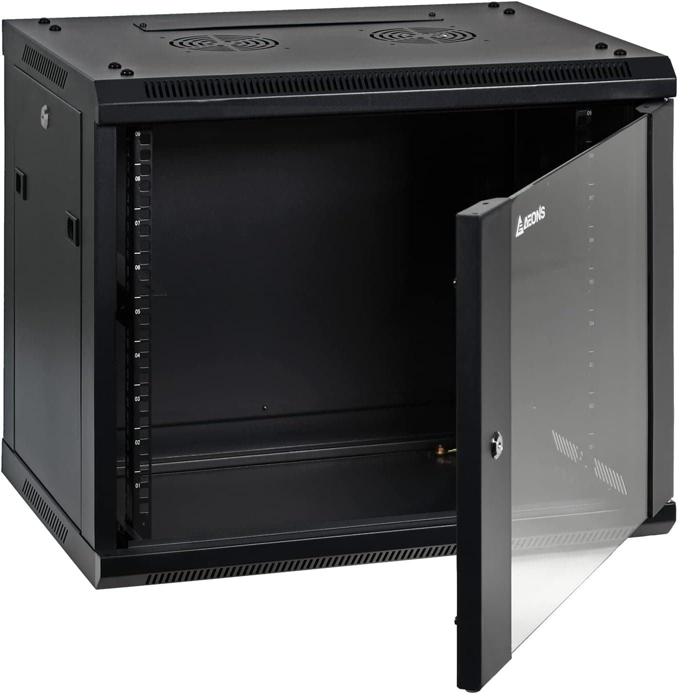 AEONS 9U Professional Wall Mount Network Server Cabinet Enclosure 19-Inch Server Network Rack 16-Inches Deep Black