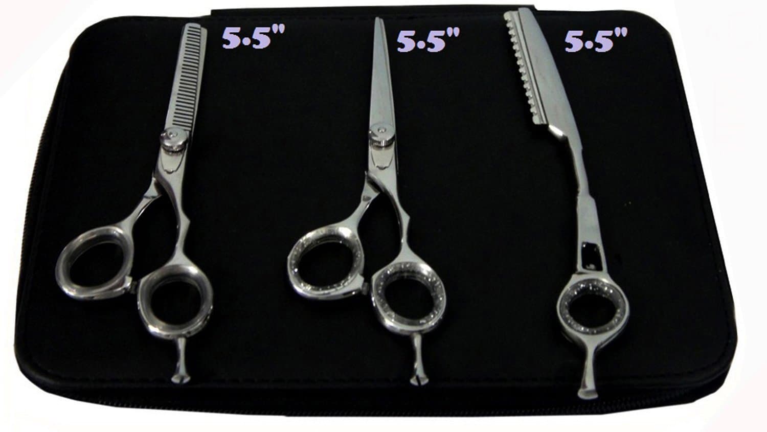ZZZRT ZT-6666 Japanese J2 Stainless Steel Pro Razor edge Barber Hair cutting scissors shears Barber Thinning Scissors Shears And Hair Thinning Razor 5.5",5.5"& 5.5" +Ergonomic Bent Down Thumb Ring + Free scissors Lubricant & scissors insert rings