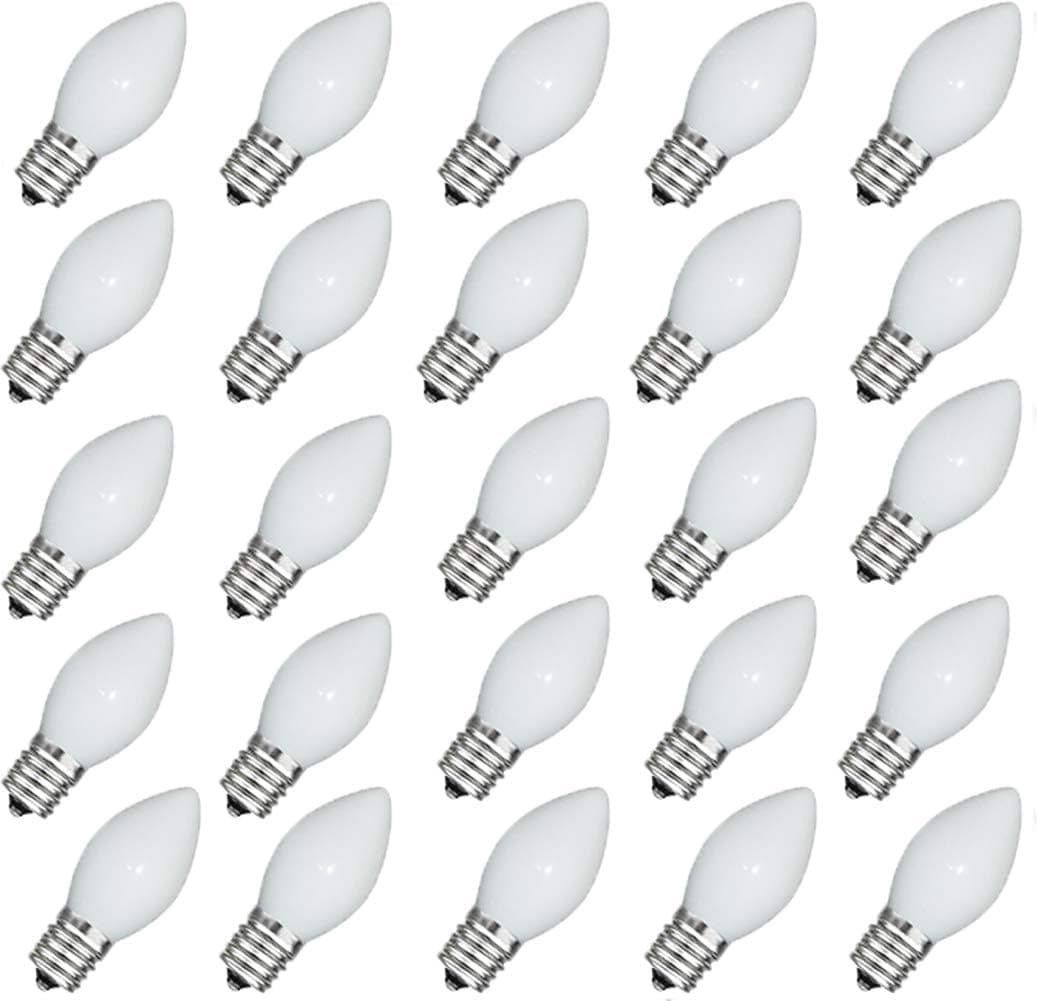 GOOTHY Indoor ＆ Outdoor String Light C7 Ceramic Christmas Replacement Bulbs,5 Watt-White