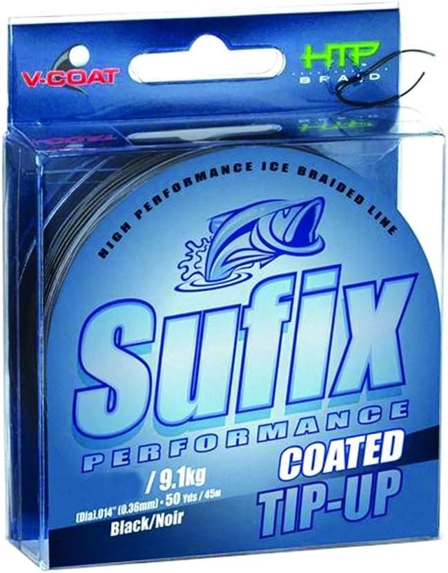 Sufix Performance 50-Yards Spool Size Tip Up Ice Braid Line (Black, 30-Pound)