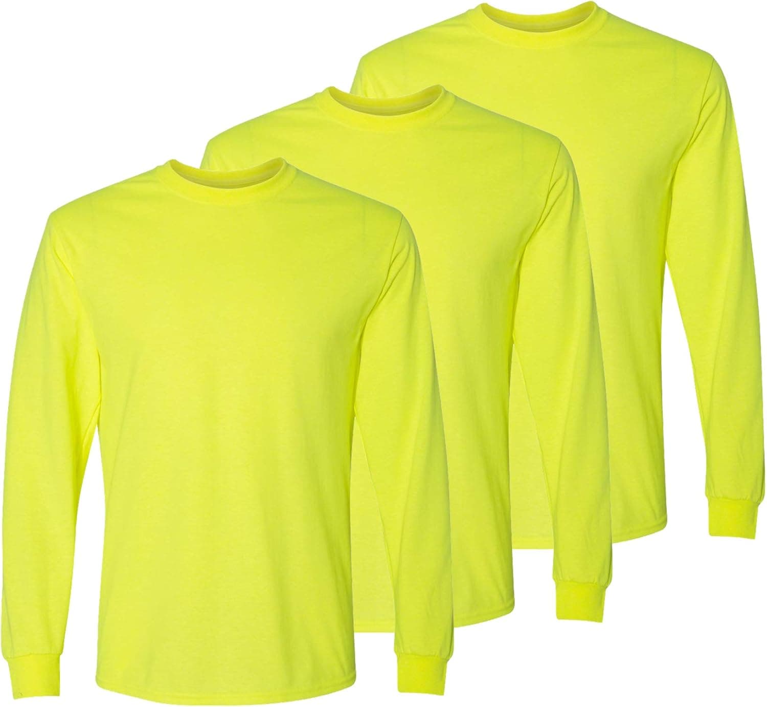 Safety High Visibility Long Sleeve Construction Work Shirts Pack for Men (Safety Yellow (3pk), Medium)