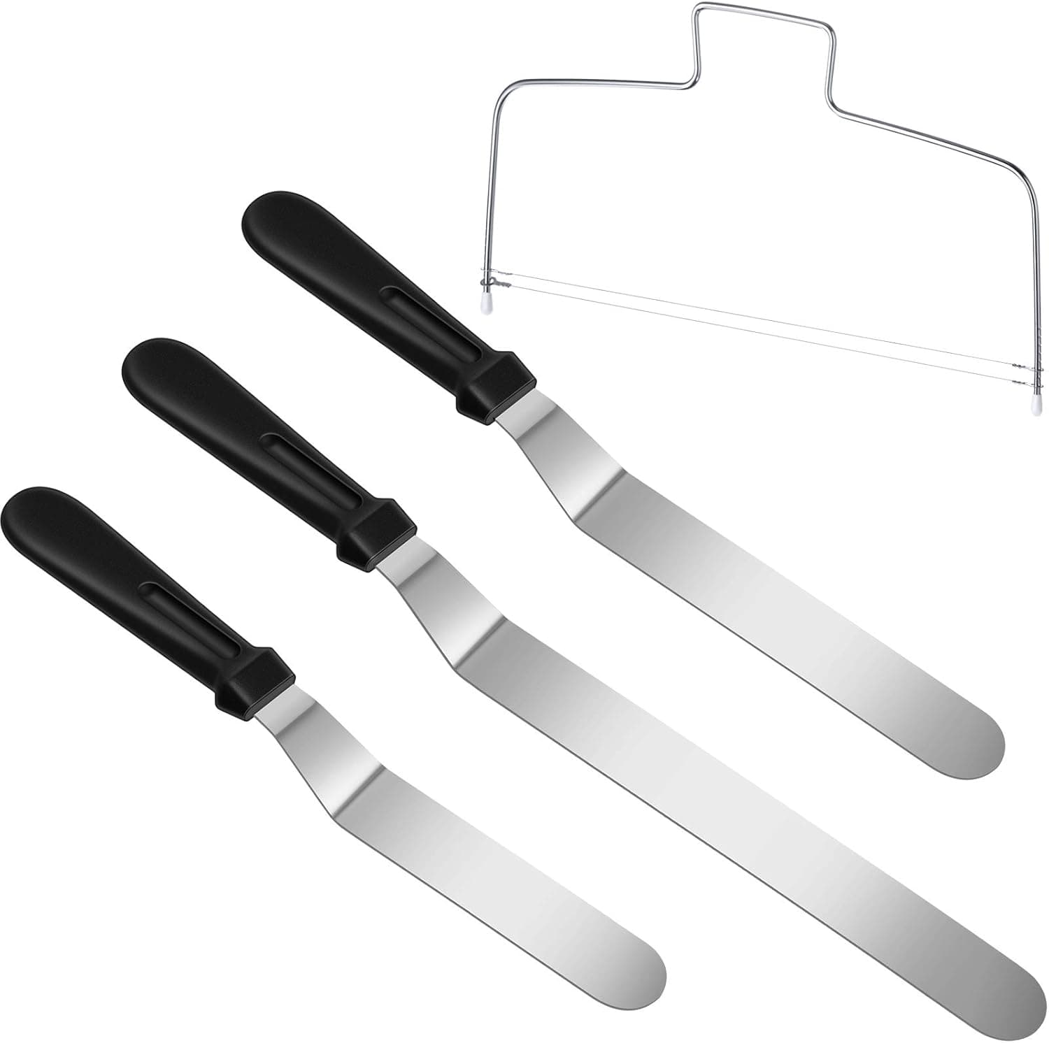 4 Pieces Angled Icing Spatula Set Angled Cake Baking Cream Spatula 6/8/ 10 Inch Stainless Steel Cake Decorating Spatula Cake Leveler Slicer Cutter Slicing for Home Kitchen Baking Tools