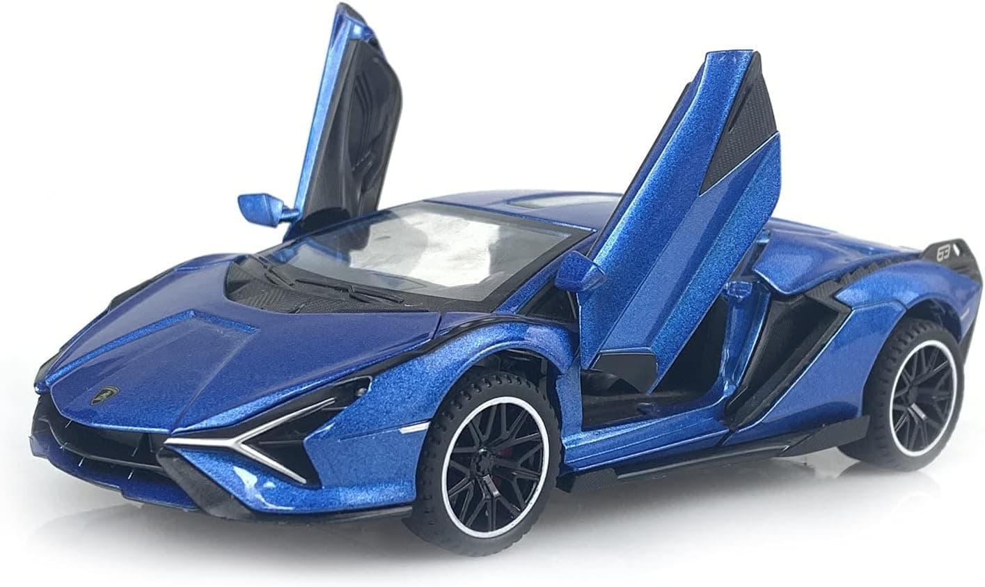 JIAYEMODEL 1:32 Sian FKP37 zinc Alloy Pull Back Car Diecast Electronic Toys with Lights and Music,Decorative,Mini Vehicles Toys for Kids,Boyfriend,Young Peoples Gift(Bule)