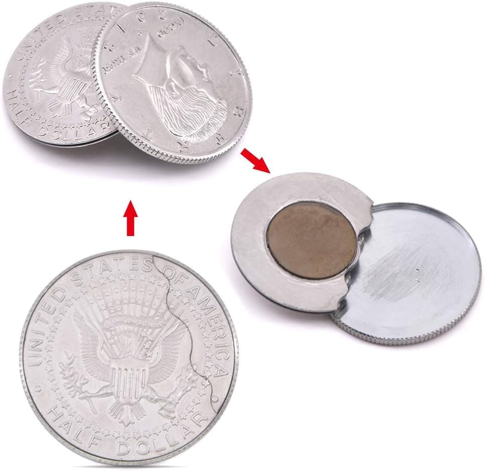 1pcs Magnetic Flipper Coin Butterfly Coin(USD Half Dollar Copy) Magic Tricks Comedy Close Up Magic Funny Coin Magic Easy to Do Gimmick Appearing Magic Illusion