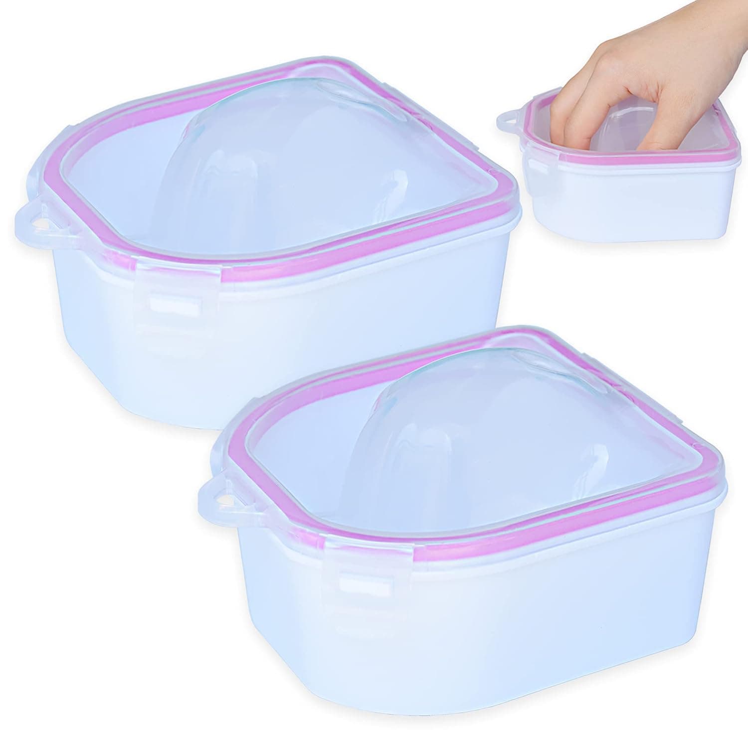 Yuronam 2 Pack Nail Soaking Bowl Nail Soak Off Bowl Acrylic Gel Polish Remover Nail Art Spa Tool for Manicure(Pink)