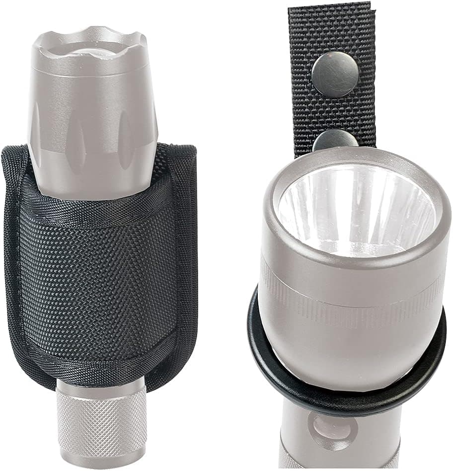 TAFTACFR Compact Flashlight Holder(Open Top)+ Flashlight Ring Strap Holder Hold Mag Lite and Other D/C Cell Flashlights