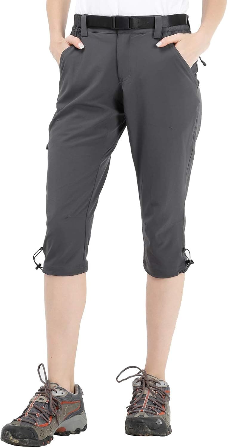 MIER Women's Hiking Capri Pants Lightweight Quick Dry Cargo Cropped Pants with 5 Pockets, Water Resistant