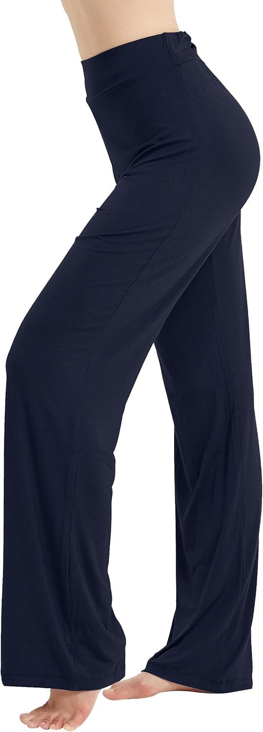 FELEMO Women's Boot-Cut Athletic Yoga Pants for Women Loose Fit Lounge Trousers Casual Loose Wide Leg Workout Running Bootleg Pants Sweatpants Sport High Waist Tummy Control Flare Pants, Navy XXL