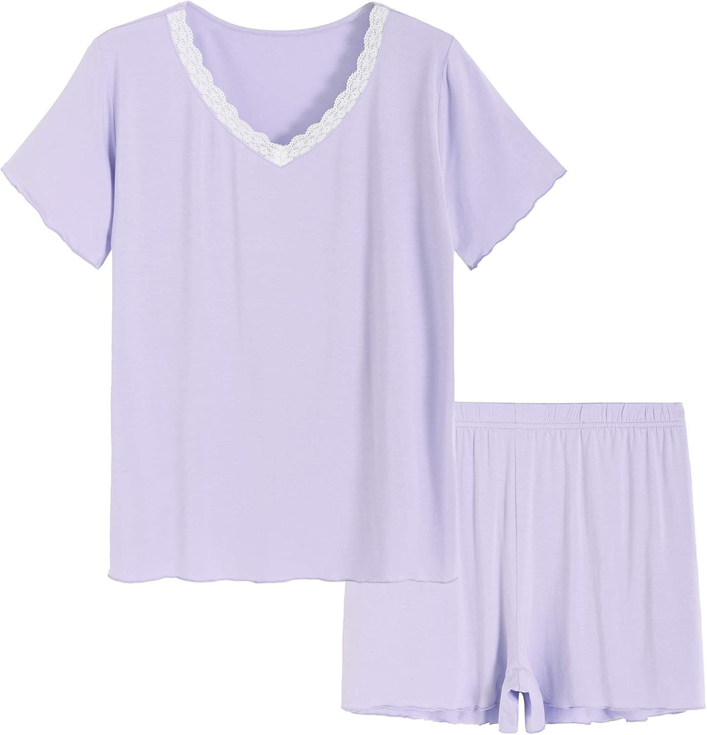 Latuza Women's Bamboo Viscose Short Pajamas Set with Pockets XL Purple