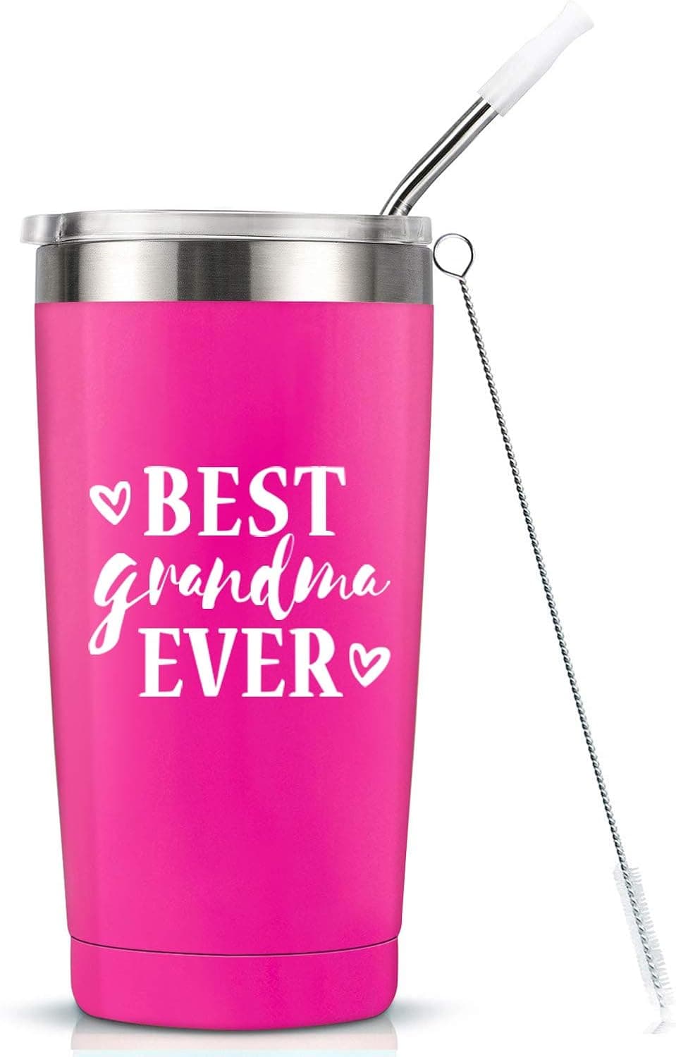 MASGALACC Best Grandma Ever - Birthday Mug Tumbler - Vacuum-Insulated Stainless Steel Mug Tumbler with Lid, Birthday Gifts for Grandma Mom, 20-Ounce Pink