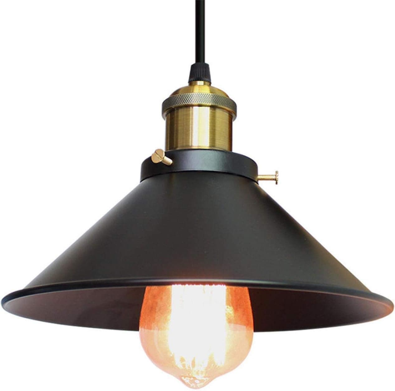 DENPETEC Industrial Suspended Ceiling Pendant Light Fixtures Black Vintage Lampshades E27 Socket Base for Kitchen, Dining Room, Coffee Shop, Restaurant